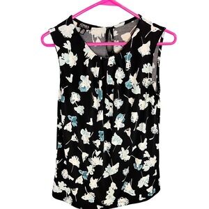 Jones New York Womens Sleeveless Floral Print Mock Neck Keyhole Blouse Size S